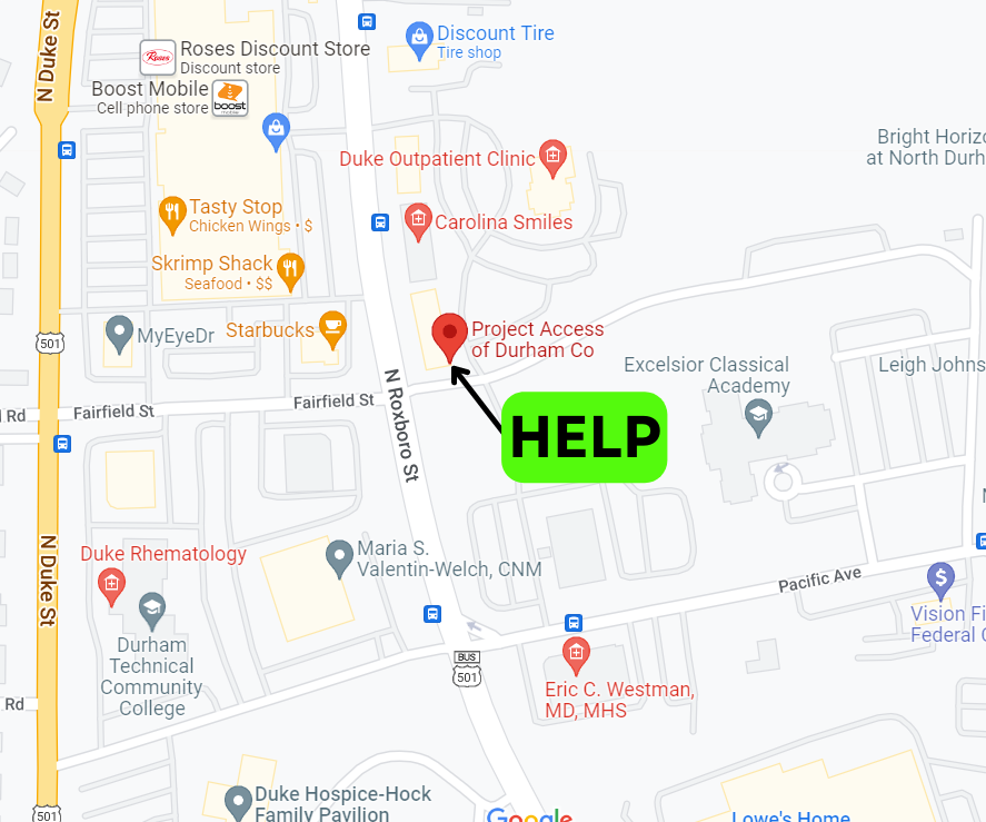 Google map showing location of HELP 